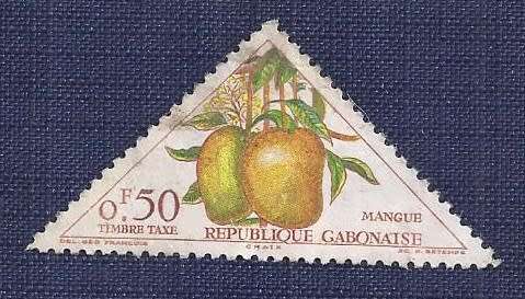 Gabon.1962.Postage due stamp  0,50f  Fruits  Mango   Triangle Stamps
