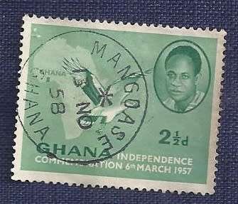 Ghana.1957. Independence Commemoration  2½d  Dr. Kwame Nikrumah, Palm-nut Vulture and Map of Afric
