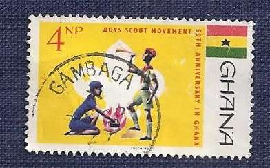 Ghana.1967. 50th Anniversary of Ghanaian Scout Movement 4NP Scouts Around the Campfire, Scout Lily