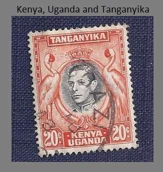 British East Africa.1938.Portrait of King George VI - Grey Crowned Crane  20c
