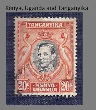 British East Africa.1938.Portrait of King George VI - Grey Crowned Crane  20c