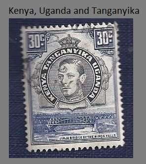 British East Africa.1938.Portrait of King George VI - Nile railway bridge Ripon Falls 30c
