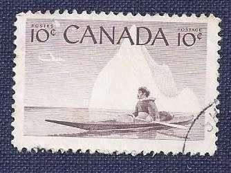 Canada.1955.National Wild Life Week 10c   Inuk & Kayak