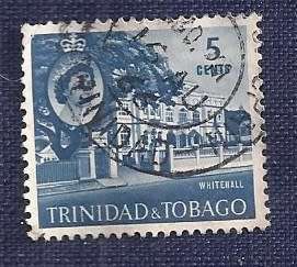 Trinidad And Tobago. 1960.Queen Elizabeth II,  5c  Whitehall, Port of Spain