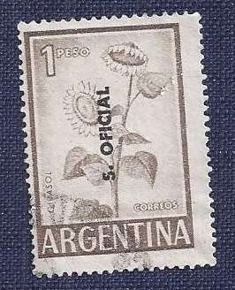 Argentina.1961Official  1P  `S.OFICIAL` Vertical`  Sunflower