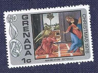 Grenada.1976.Christmas   1c   `Annunciation` (Botticelli)