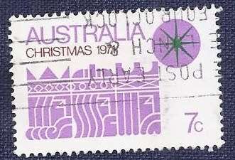 Australia.1971.Christmas  7c  - Green Star on White, white paper