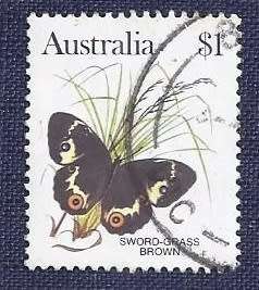Australia.1983.Butterflies  $1   - Swordgrass Brown