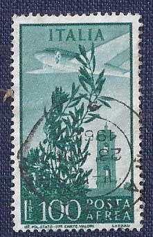Italy.1955. Airmail - Airplane over Bell Tower, Rome