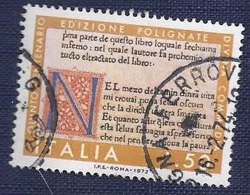 Italy.1972.500th Anniversary of Dante`s Divine Comedy 50 Lira Initial and First Verse