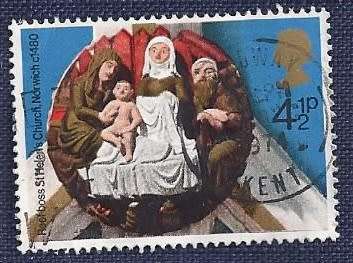 Britain.1974.Christmas -   4½P    `The Nativity` (St Helen`s Church, Norwich, 1480)