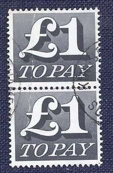 Britain.1970.Too Pay  Numeral Stamps - New Design   £ 1  Pair