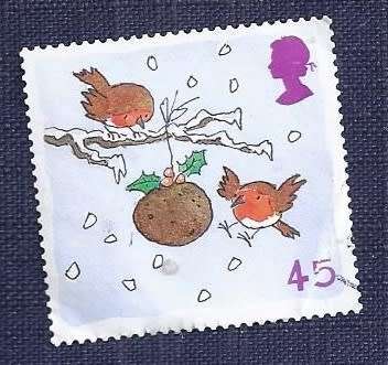 Britain.2001.Christmas   45p   Robins with Christmas Pudding