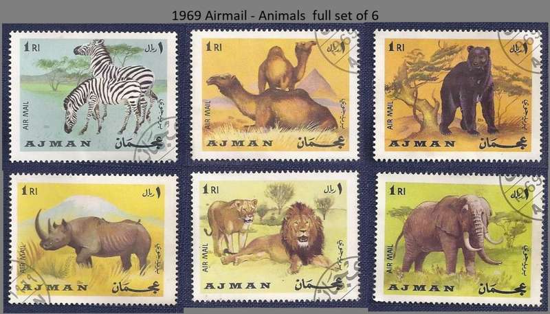 UAE/Ajman.1969 ..Airmail - Animals  full set of 6