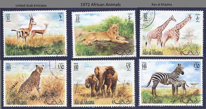 UAE/Ras al Khaima .1972 .African Animals     full set of 6