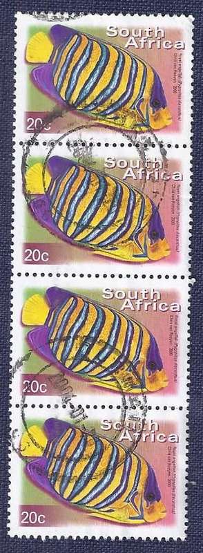 RSA.2000 .Fish  20c   Royal Angelfish  x4 Showing date stamps