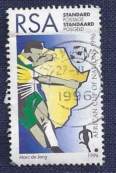 RSA.1996 .African Nations Football Championship, SA    Football Player and Map of Africa