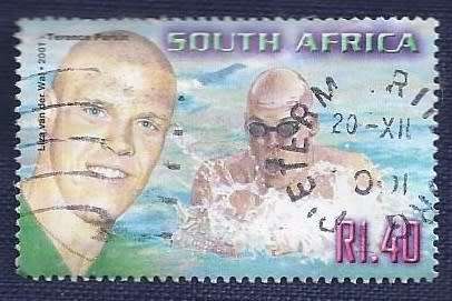 RSA.2001 .South African Sporting Heroes  R1,40   Terence Parkin, Swimmer