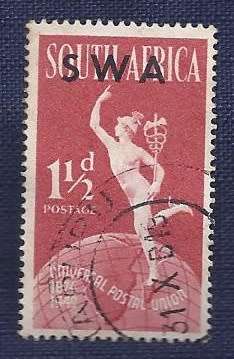 SWA .1949 . 75th Anniversary of Universal Postal Union  1½p   75th Anniversary of UPU, Africaans