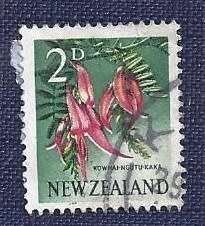 New Zealand.1960 .Local Motifs - Flowers  2d  Kaka Beak