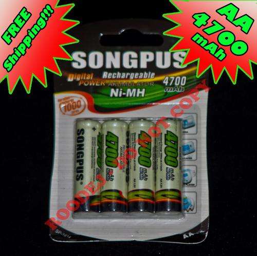 4700mAh AA Rechargeable Batteries - Free Shipping!
