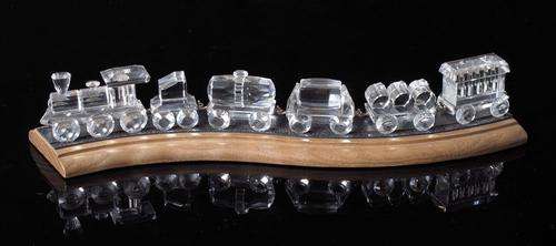 Swarovksi 7 Piece Train set with wooden track