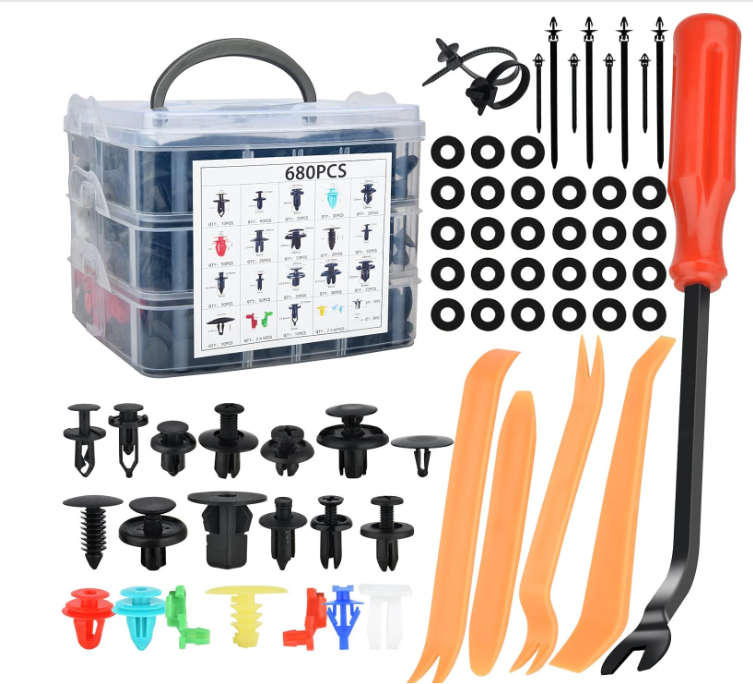 Yemetey 680 Pcs Car Trim Clips & 5 Pack Trim Removal Tools, Plastic Clips Trim Tool/Auto Interior