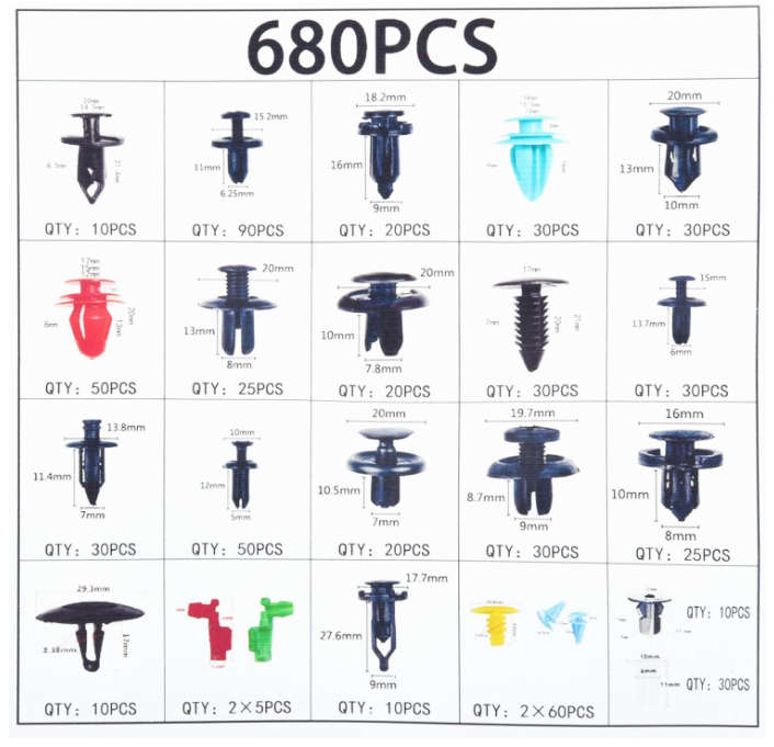 Yemetey 680 Pcs Car Trim Clips & 5 Pack Trim Removal Tools, Plastic Clips Trim Tool/Auto Interior