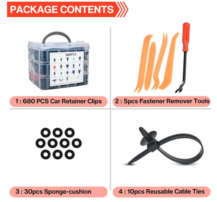 Yemetey 680 Pcs Car Trim Clips & 5 Pack Trim Removal Tools, Plastic Clips Trim Tool/Auto Interior