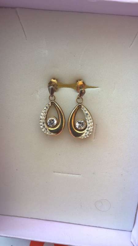 Silver & Yellow Gold Cubic Earrings
