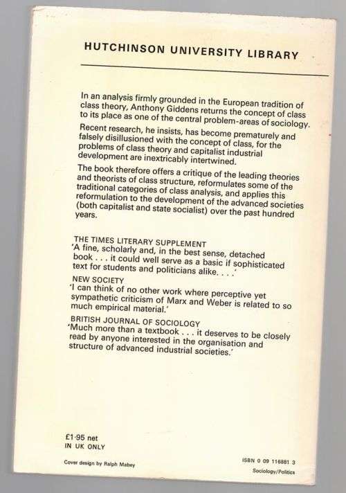 The Class structure of the advanced societies -- Anthony Giddens