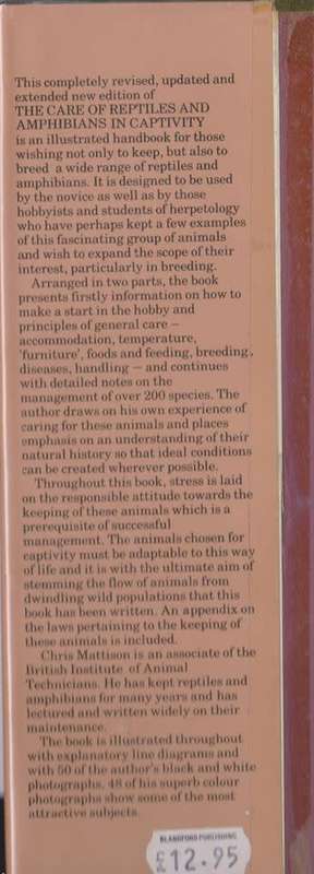 The Care of reptiles and amphibians in captivity - Chris Mattison