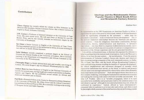 English in Africa, Volume 12, Number 1, May 1985
