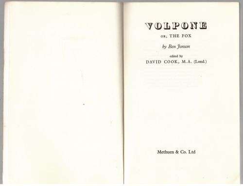 Volpone: Or, The Fox -- Ben Jonson