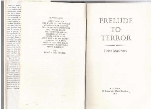 Prelude to Terror: A Robert Renwick Novel -- Helen MacInnes