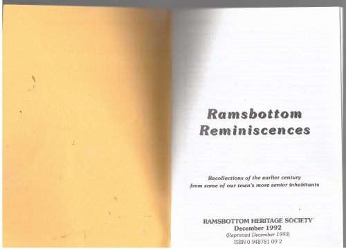 Ramsbottom reminiscences, Volume 1.
