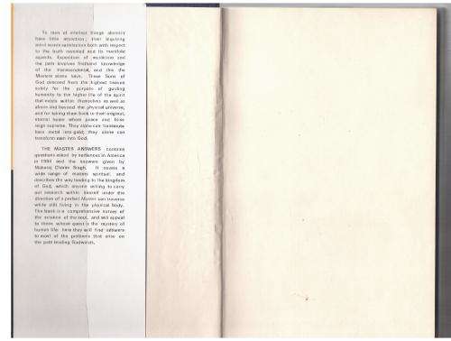 The Master Answers: To Audiences in America -- Charan Singh (Satguru)