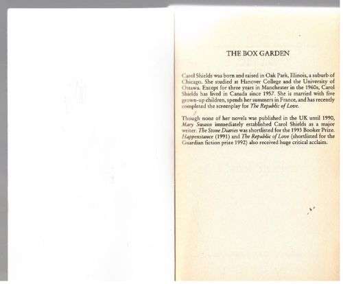 The Box Garden: A Novel -- Carol Shields