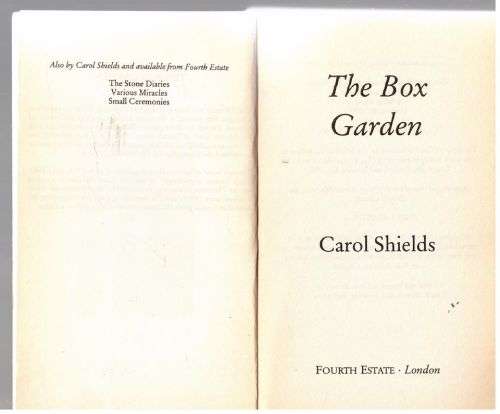 The Box Garden: A Novel -- Carol Shields