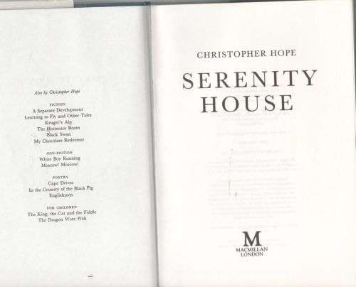 Serenity House -- Christopher Hope