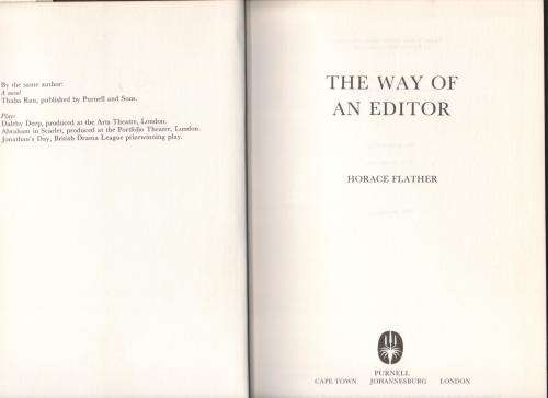 The Way of an Editor -- Horace Flather