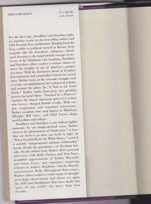 Deadlines and Datelines: Essays at the Turn of the Century -- Dan Ratherf