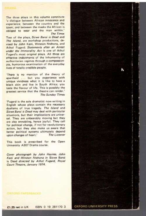 Statements -- Athol Fugard, John Kani, Winston Ntshona
