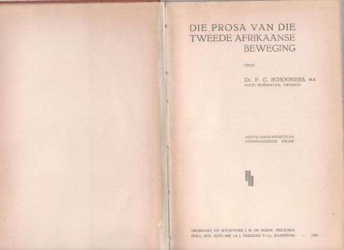 Die Prosa van die tweede Afrikaanse beweging  P.C. Schoonees