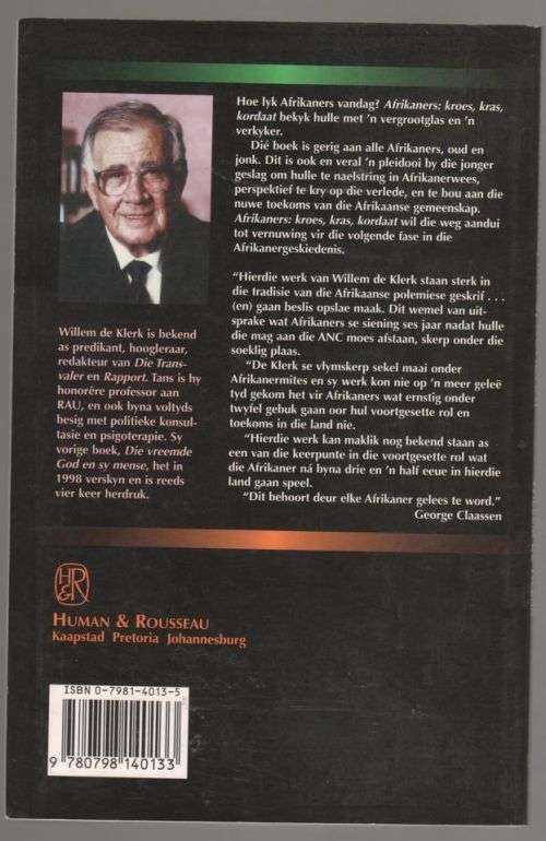 Afrikaners: Kroes, Kras, Kordaat -- Willem de Klerk