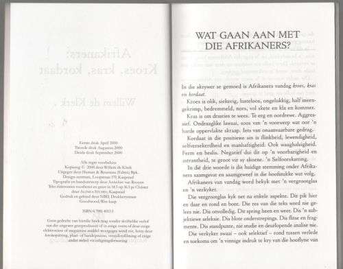 Afrikaners: Kroes, Kras, Kordaat -- Willem de Klerk