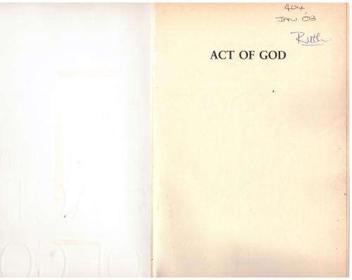Act of God  --  Susan R Sloan