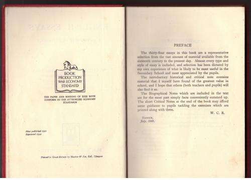 English Essays: A Representative Anthology -- W. Cuthbert Robb [Editor]