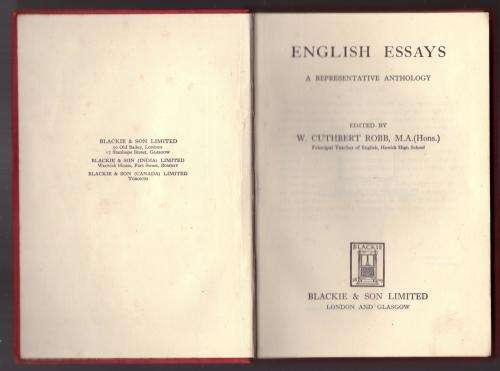 English Essays: A Representative Anthology -- W. Cuthbert Robb [Editor]