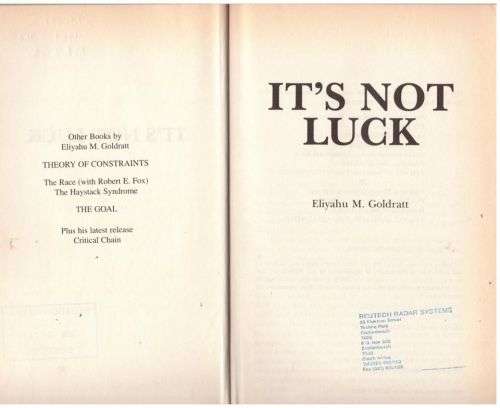It`s Not Luck: A Business Novel -- Eliyahu M. Goldratt